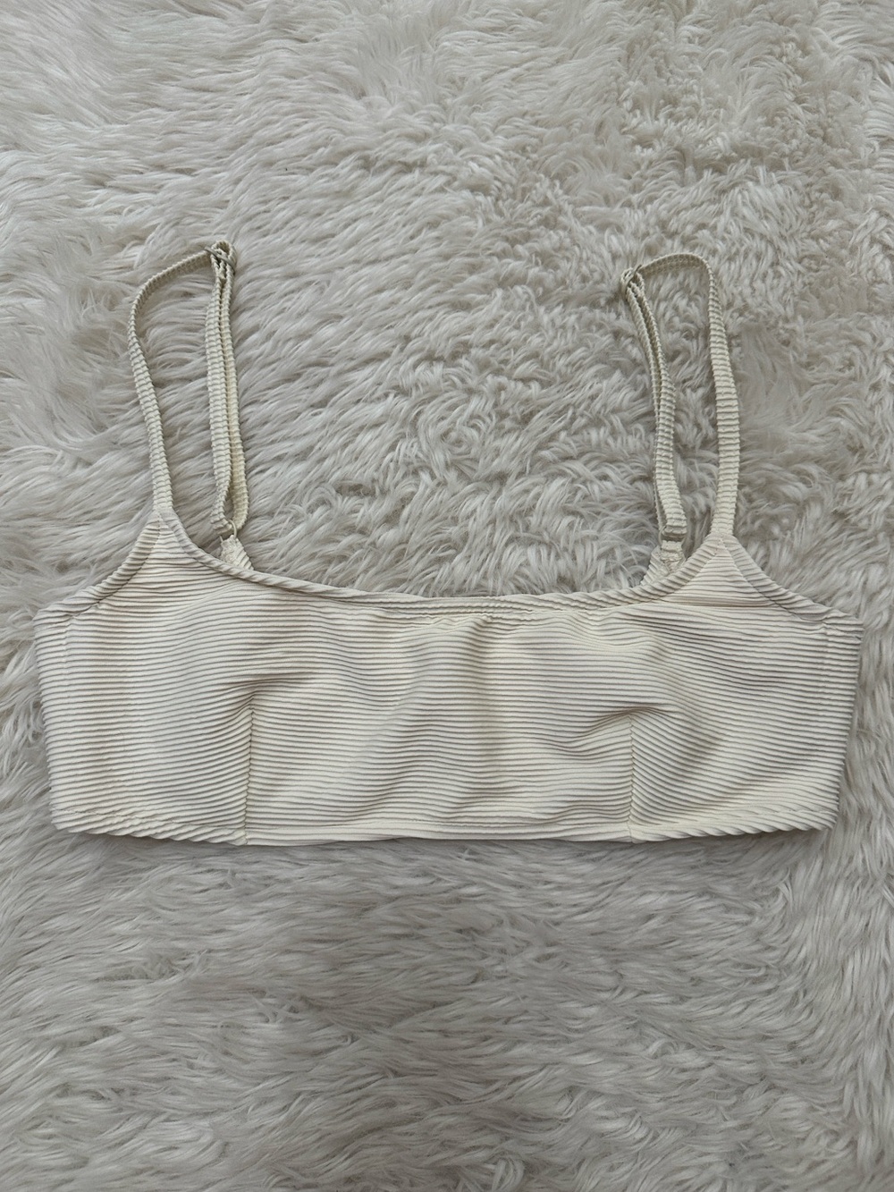 Zulu & Zephyr Cream Ribbed Crop Swim Bra & High Waist Short Set - Picture 2 of 7